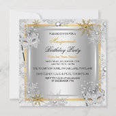 Goldschneeflocken Masquerade Silver Masken Party 2 Einladung (Vorderseite)