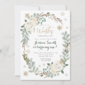 Goldschneeflocken Moderner Wald Rustikales Onederl Einladung (Vorderseite)