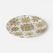 Goldschneeflocken Pappteller (Schrägansicht)