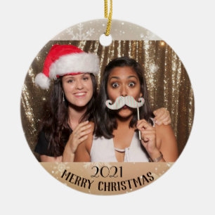 Goldschneeflocken Personalisierter Weihnachtsschmu Keramik Ornament