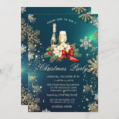Goldschneeflocken,Poinsettia Party Einladung (Vorne/Hinten)