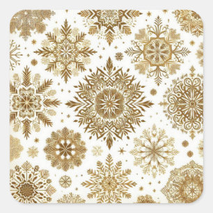 Goldschneeflocken Quadratischer Aufkleber