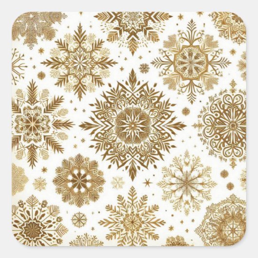 Goldschneeflocken Quadratischer Aufkleber (Vorderseite)