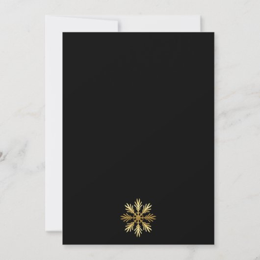 Goldschneeflocken schwarze Hochzeitspaare duschen Einladung (Rückseite)