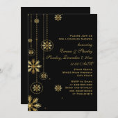 Goldschneeflocken schwarze Hochzeitspaare duschen Einladung (Vorne/Hinten)