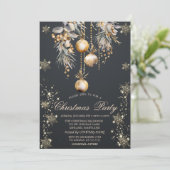 Goldschneeflocken, Vintage Balls Dunkles Company P Einladung (Stehend Vorderseite)