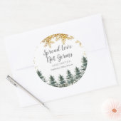 Goldschneeflocken Wald Hand Sanitizer Label Runder Aufkleber (Umschlag)