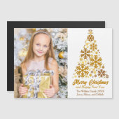 Goldschneeflocken Weihnachtsbaum Foto Magnetkarte (Vorne/Hinten)