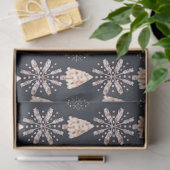 Goldschneeflocken & Weihnachtsbäume Schwarze Weihn Seidenpapier (Geschenk)