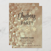 Goldschneeflocken Weihnachtsfest im Unternehmen - Einladung (Vorne/Hinten)
