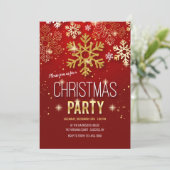 Goldschneeflocken Weihnachtsfest Party Einladung (Stehend Vorderseite)