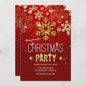 Goldschneeflocken Weihnachtsfest Party Einladung (Vorne/Hinten)