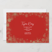 Goldschneeflocken Weihnachtsgeburt Foto Ankündigung (Rückseite)