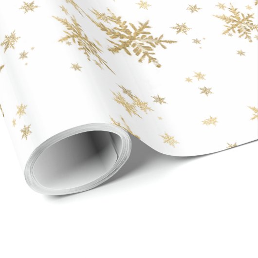 Goldschneeflocken Weißbuch Geschenkpapier (Rolleneckpunkt)