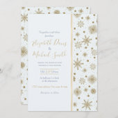 Goldschneeflocken Weißes Design Einladung (Vorne/Hinten)