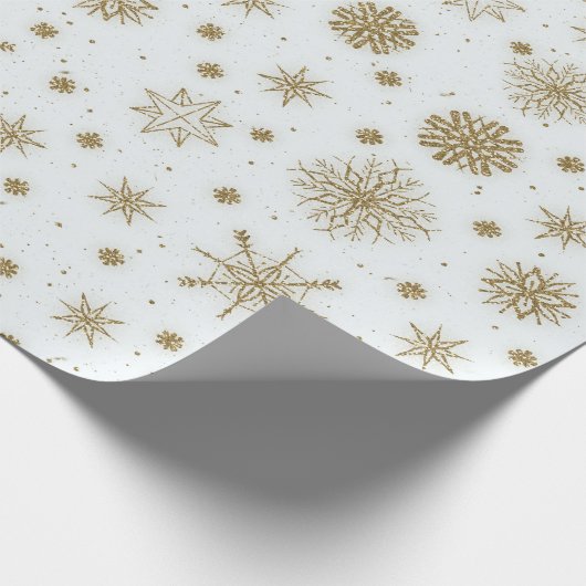 Goldschneeflocken Weißes Design Geschenkpapier (Ecke)