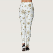 Goldschneeflocken Weißes Design Leggings (Rückseite)