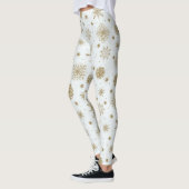 Goldschneeflocken Weißes Design Leggings (Links)