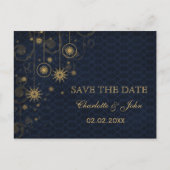 Goldschneeflocken Winter Save the Date Ankündigungspostkarte (Vorderseite)