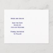 Goldschneeflockenblauer Winterhochzeit Save the Da Ankündigungspostkarte (Rückseite)