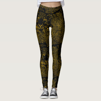 Goldschneeleopard für schwarze Leggings
