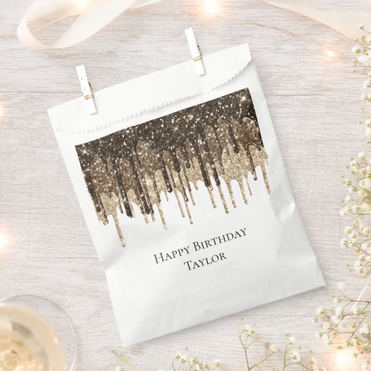 Goldschokolade Eiscreme Glitzer Tropfen Geburtstag Geschenktütchen (Ausgeschnitten)