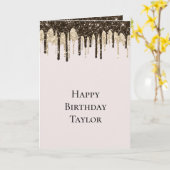 Goldschokolade Eiscreme Glitzer Tropfen Geburtstag Karte (Gelbe Blume)