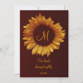 Goldschokolade Sonnenblumen Hochzeitsmetall Einladung (Rückseite)