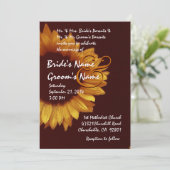 Goldschokolade Sonnenblumen Hochzeitsmetall Einladung (Stehend Vorderseite)