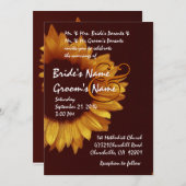 Goldschokolade Sonnenblumen Hochzeitsmetall Einladung (Vorne/Hinten)