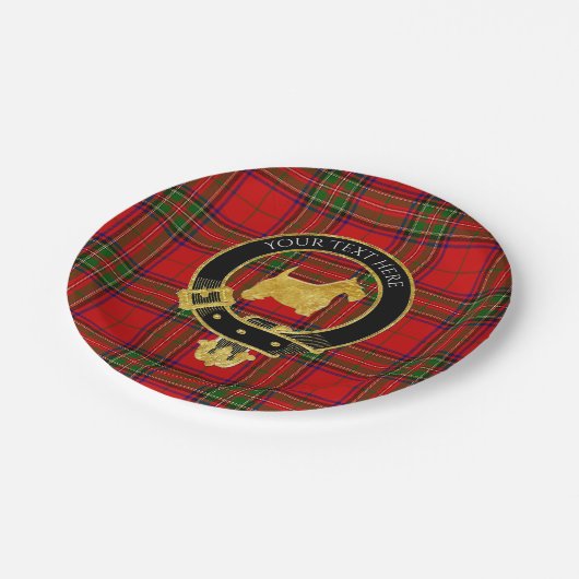 Goldschottisches Terrier-Clan-Wappen kariert Pappteller (Schrägansicht)