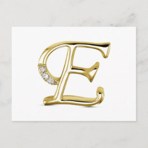 GOLDSCHREIBEN " E "MIT DIAMONEN POSTKARTE