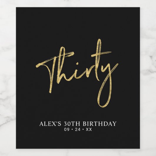 Goldschrift 30 | 30. Geburtstag Party Weinetikett (Einzelnes Label)