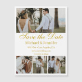 Goldschrift 4 Fotos Collage Save-the-Date-Magnet Magnetkarte (Vorderseite)