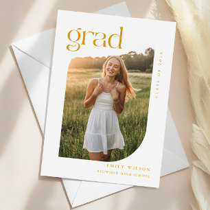 Goldschrift-Bogen-Foto-Abschlussankündigung Postkarte