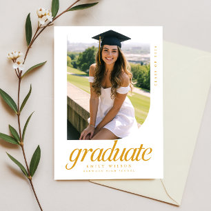 Goldschrift-Bogen-Foto-Abschlussfeier-Einladung Postkarte