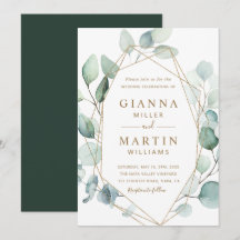 Goldschrift Geometric Greenerage Foliage Hochzeit