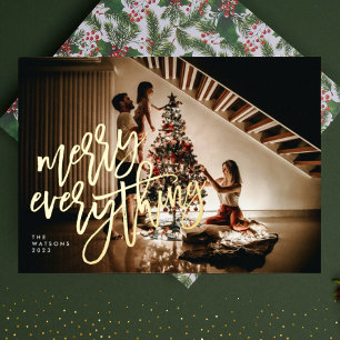 Goldschrift Merry Everything Vollblut-Foto Folien Feiertagskarte