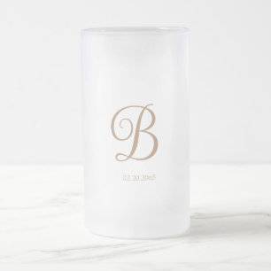Goldschrift-Monogramm-Hochzeit Mattglas Bierglas