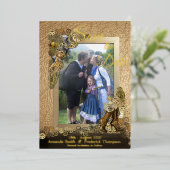 Goldschrift Steampunk auf Leder Inspiration Folieneinladung (Stehend vorne)