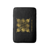 Goldschwarz-Ancient-Griechisch-Meander-Monogramm Badematte (Vorderseite Vertikal)