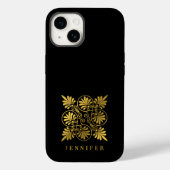 Goldschwarz-Ancient-Griechisch-Meander-Monogramm Case-Mate iPhone Hülle (Rückseite)