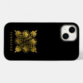 Goldschwarz-Ancient-Griechisch-Meander-Monogramm Case-Mate iPhone Hülle (Rückseite (Horizontal))