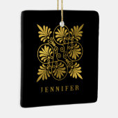 Goldschwarz-Ancient-Griechisch-Meander-Monogramm Keramikornament (Rechts)