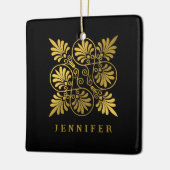 Goldschwarz-Ancient-Griechisch-Meander-Monogramm Keramikornament (Links)