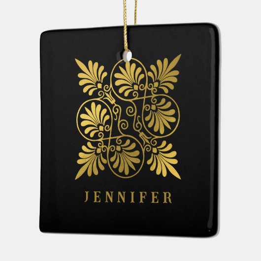 Goldschwarz-Ancient-Griechisch-Meander-Monogramm Keramikornament (Links)