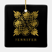 Goldschwarz-Ancient-Griechisch-Meander-Monogramm Keramikornament (Rückseite)