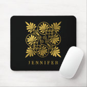 Goldschwarz-Ancient-Griechisch-Meander-Monogramm Mousepad (Mit Mouse)