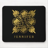 Goldschwarz-Ancient-Griechisch-Meander-Monogramm Mousepad (Vorne)