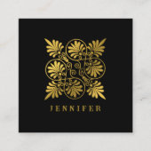 Goldschwarz-Ancient-Griechisch-Meander-Monogramm Quadratische Visitenkarte (Vorderseite)